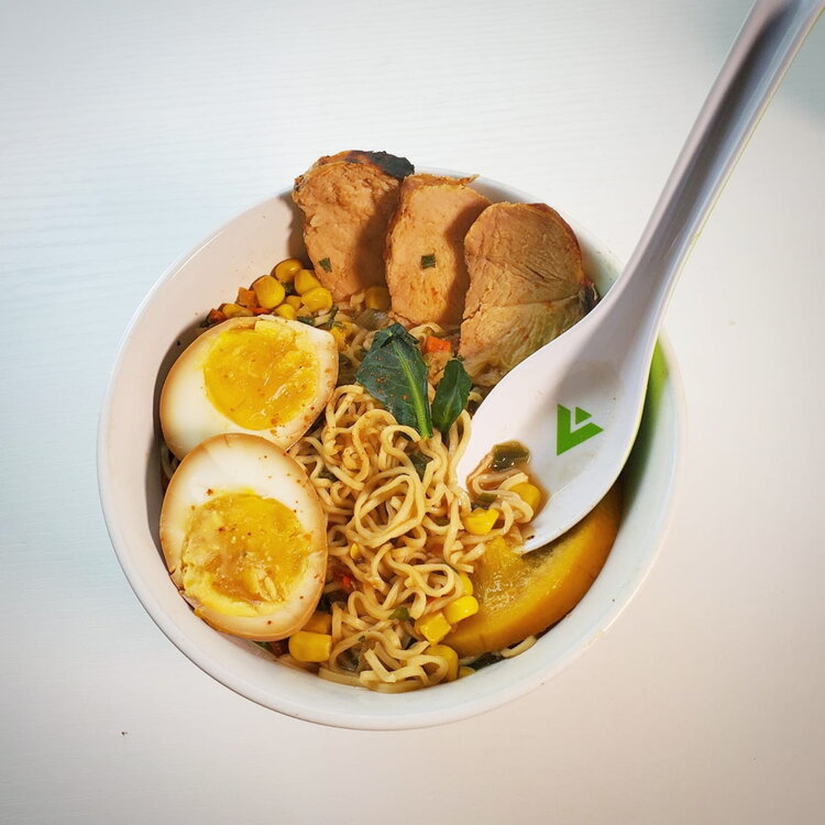 Spicy Orange Chicken Ramen w/ Teriyaki Marinated Ramen Eggs