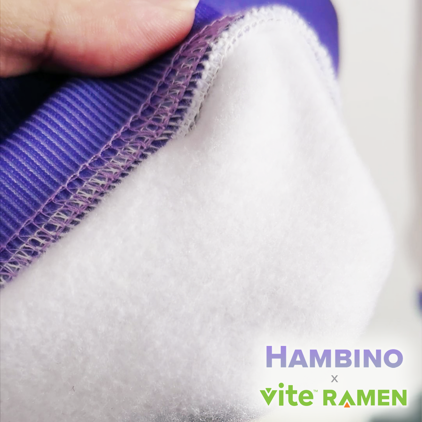 A closeup view of the soft inner lining of the Hambino x Vite Ramen hoodie